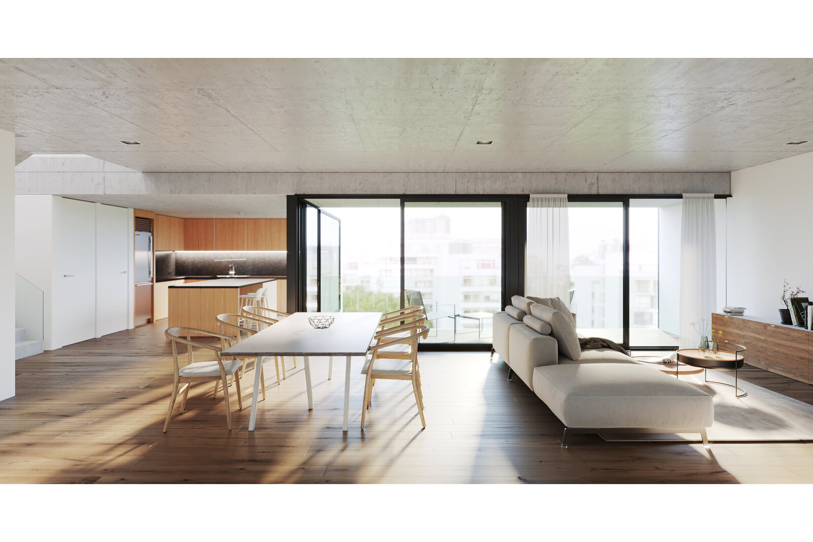 Living comedor luminoso del dúplex a estrenar en Sens Costa Rica, Palermo Hollywood