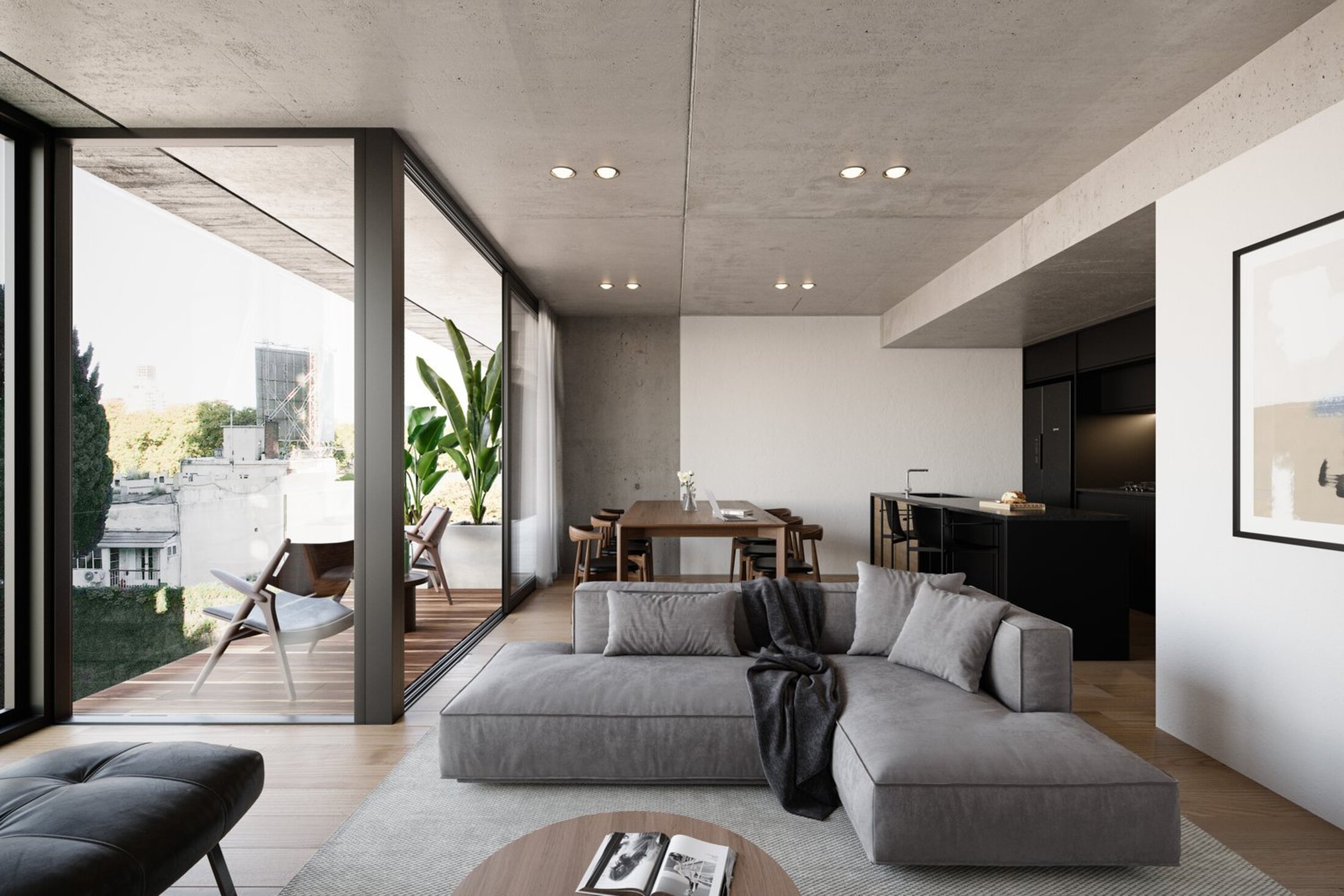 Living con salida al balcón terraza del dúplex 305 en Sens Humboldt, Palermo Hollywood